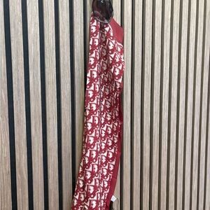 Red and White Dior Patterned Scarf
